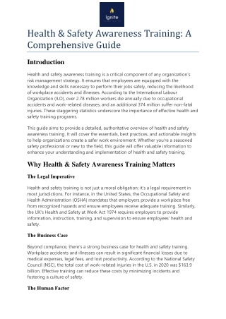 Health & Safety Awareness Training: A Comprehensive Guide
