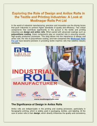 Exploring the Role of Design and Anilox Rolls in the Textile and Printing Industries
