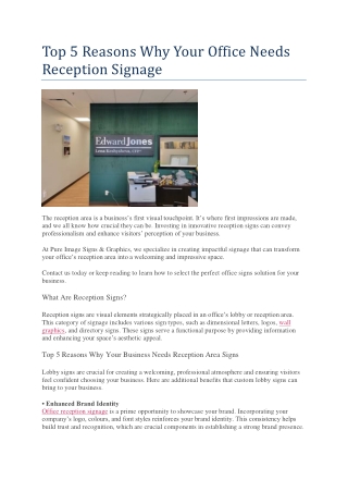 Top 5 Reasons Why Your Office Needs Reception Signage