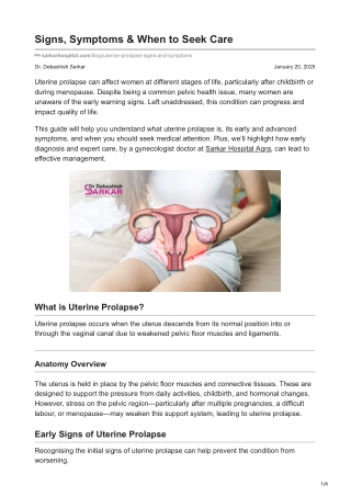 Uterine prolapse Signs Symptoms