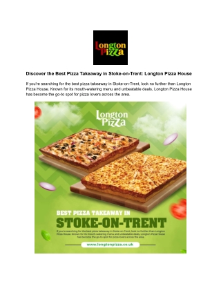 Discover the Best Pizza Takeaway in Stoke-on-Trent: Longton Pizza House