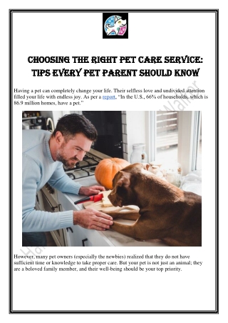 Choosing the Right Pet Care Service: Tips Every Pet Parent Should Know