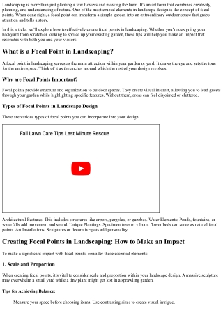 “Creating Focal Points in Landscaping: How to Make an Impact”