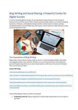 Blog Writing and Social Sharing: A Powerful Combo for Digital Success