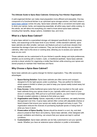 The Ultimate Guide to Spice Base Cabinets_ Enhancing Your Kitchen Organization
