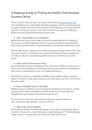 A Stepwise Guide to Finding the Perfect Oral Nicotine Pouches Online.docx