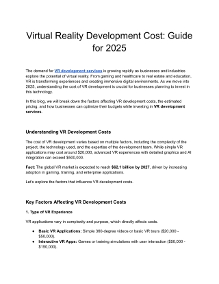 Virtual Reality Development Cost_ Guide for 2025