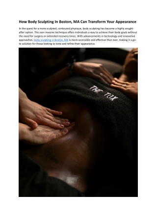 How Body Sculpting In Boston