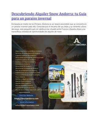 Descubriendo Alquiler Snow Andorra tu Guía para un paraíso invernal