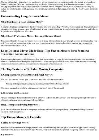 Long Distance Moves Made Easy: Top Tucson Movers for a Seamless Transition Acros