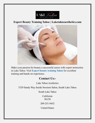 Expert Beauty Training Tahoe  Laketahoeaesthetics.com