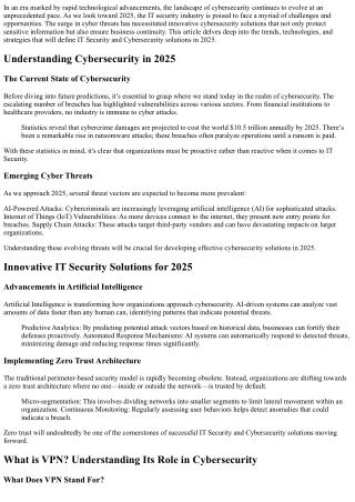 Navigating Cyber Threats with Advanced IT Security Solutions by 2025