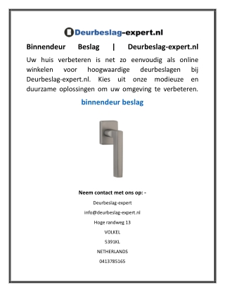 Binnendeur Beslag  Deurbeslag-expert.nl