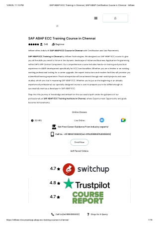 SAP ABAP ECC Training in Chennai _ SAP ABAP Certification Course in Chennai - Infibee