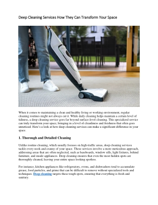 Deep Cleaning Services How They Can Transform Your Space