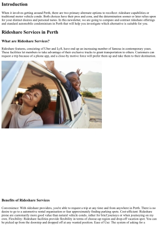 Rideshare Services vs Traditional Car Rental in Perth: Which Is Right for You?