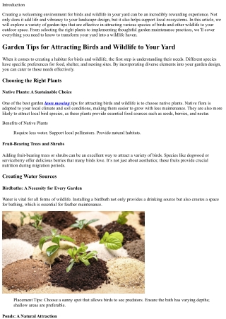 Garden Tips for Attracting Birds and Wildlife to Your Yard