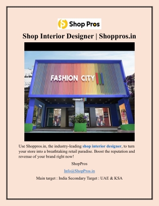 Shop Interior Designer Shoppros.in