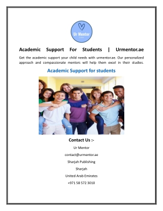 Academic Support For Students  Urmentor.ae