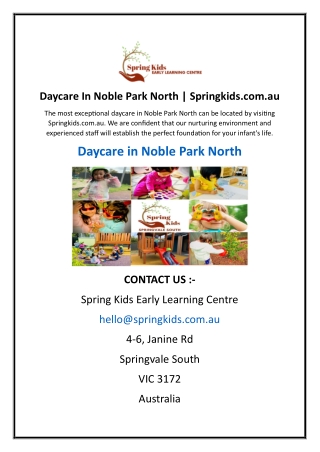 Daycare In Noble Park North | Springkids.com.au