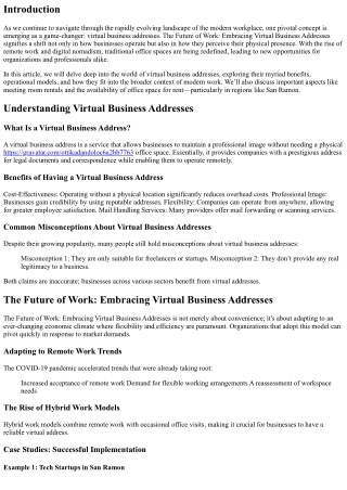 The Future of Work: Welcoming Virtual Company Addresses