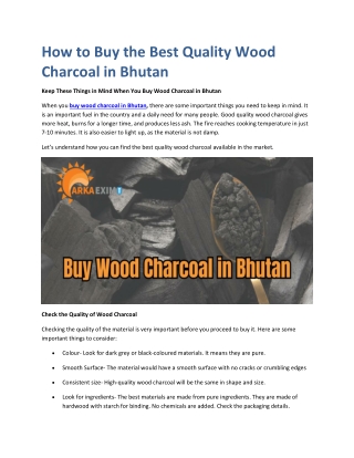 How to Buy the Best Quality Wood Charcoal in Bhutan