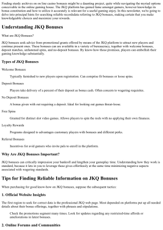 “Tips for Finding Reliable Information on JKQ Bonuses”