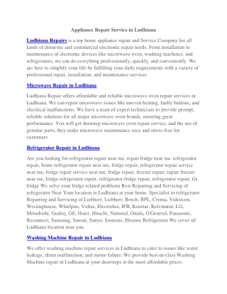 Appliance repair in Ludhiana