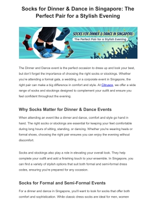 Socks for Dinner & Dance in Singapore_ The Perfect Pair for a Stylish Evening