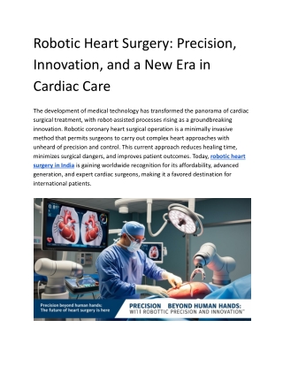 Robotic Heart Surgery_ Precision, Innovation, and a New Era in Cardiac Care