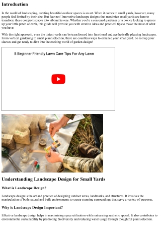 “Innovative Landscape Designs that Maximize Small Yards”