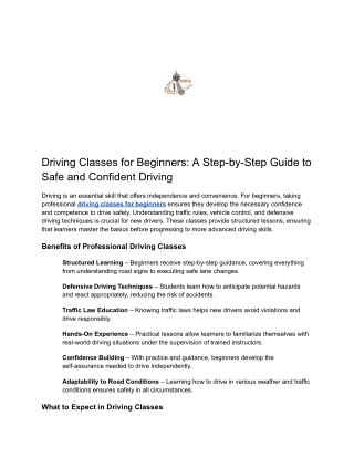 Learn Safe Driving with Professional Instructors: Beginner-Friendly Driving Clas