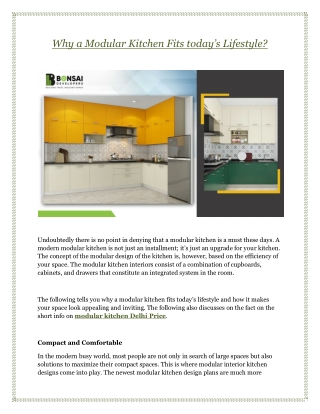Why a Modular Kitchen Fits today’s Lifestyle?