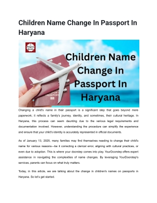 Children Name Change In Passport In Haryana