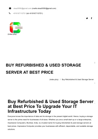 Refurbished & Used Storage Server Supplier in  Mumbai.