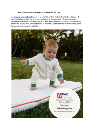 Best organic baby cot mattress in Australia for newborn kids !