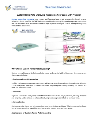 Custom Name Plate Engraving