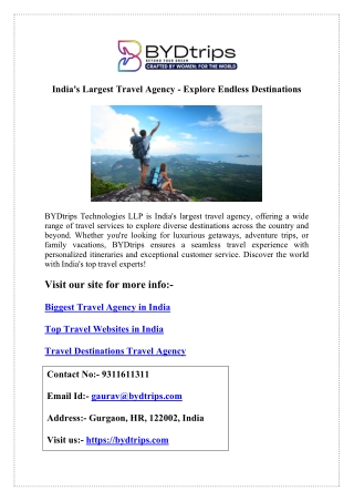 India's Largest Travel Agency - Explore Endless Destinations
