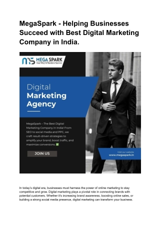 MegaSpark - Helping Businesses Succeed with Best Digital Marketing Company in In