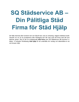 Ledande Städföretag i Göteborg