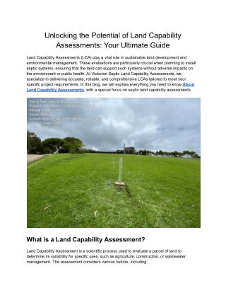 Professional Land Capability Assessment Services for Responsible Land Management