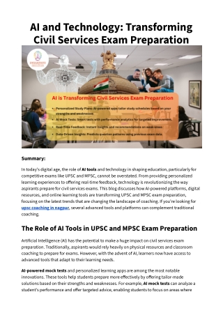 AI and Technology: Transforming Civil Services Exam Preparation
