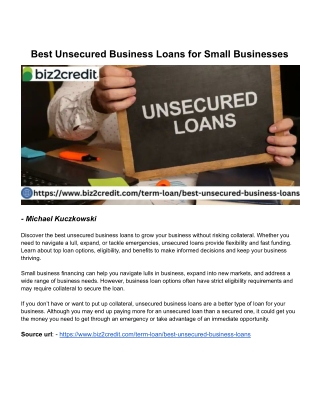 Best Unsecured Business Loans for Small Businesses