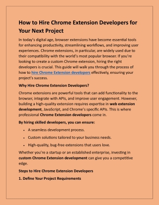 Top Chrome Extension Developers for Your Project