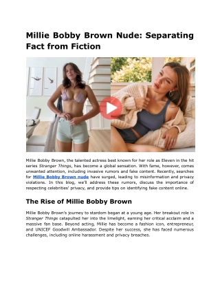 Millie Bobby Brown Nude_ Separating Fact from Fiction