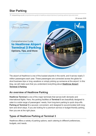 Essential Heathrow Airport Terminal 3 Parking Guide Top Choices and Expert Tips