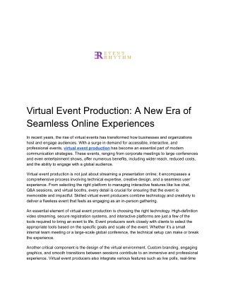 Discover Expert Solutions with the Leading Virtual Event Production Company