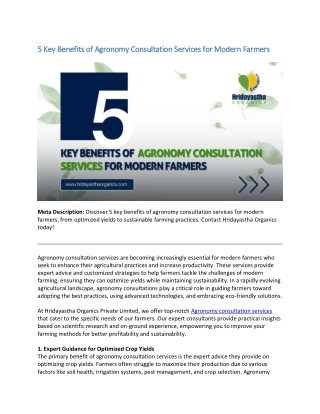 Unlock the Power of Expert Agronomy Consultation