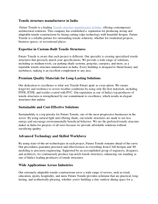 Tensile structure manufacturer in India