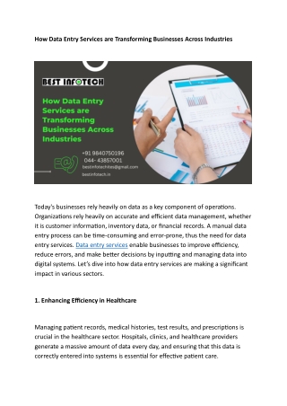 How Data Entry Services are Transforming Businesses Across Industries